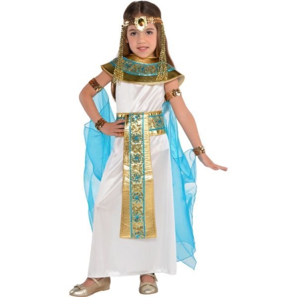 Cleopatra Costume - White, Gold, Blue - Egyptian Princess - 4-6 Halloween NIB